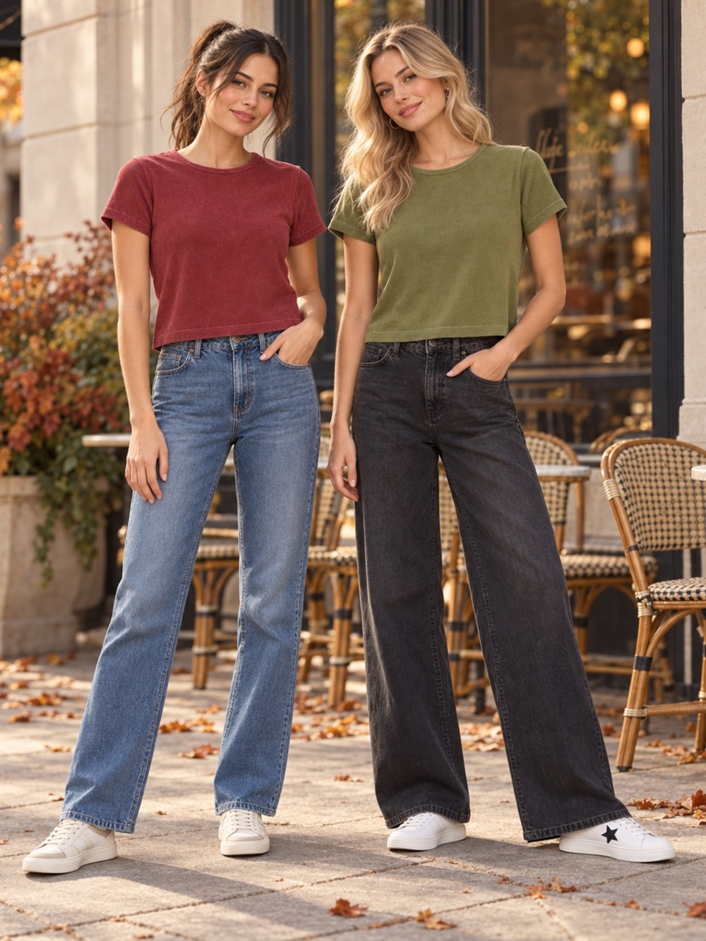 Short Sleeve Ribbed Tee - Olive Green or Dusty Rose